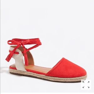 JCrew red lace up espadrilles
